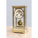 A BRASS CASED FOUR-GLASS MANTEL CLOCK, CIRCA 1890