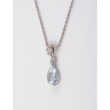 AN AQUAMARINE AND DIAMOND SET PENDANT