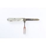 AN EDWARDIAN SILVER AND MOTHER-OF-PEARL FRUIT KNIFE AND FORK