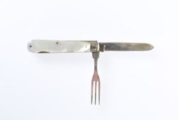 AN EDWARDIAN SILVER AND MOTHER-OF-PEARL FRUIT KNIFE AND FORK