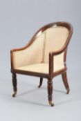 A REGENCY FAUX ROSEWOOD AND CANEWORK BERGERE