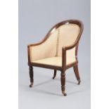 A REGENCY FAUX ROSEWOOD AND CANEWORK BERGERE