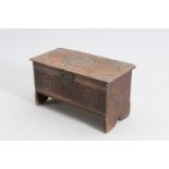 A SMALL 17TH CENTURY BOARDED OAK CHEST