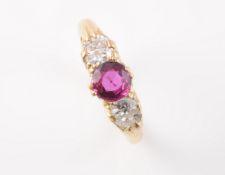 A LATE 19TH CENTURY RUBY AND DIAMOND RING