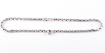 AN 18CT WHITE GOLD, RUBY AND DIAMOND NECKLACE