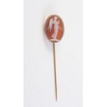 A CARVED CAMEO HARDSTONE TIE PIN