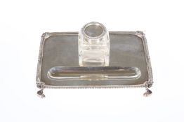 AN EDWARDIAN SILVER INKSTAND