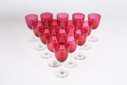 A COLLECTION OF FIFTEEN VICTORIAN RUBY AND CRANBERRY GLASS WINES