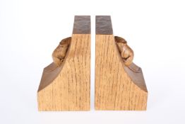 ROBERT THOMPSON OF KILBURN, A PAIR OF MOUSEMAN OAK BOOKENDS