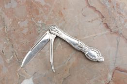 AN AMERICAN STERLING SILVER FRUIT KNIFE AND NUT PICK