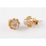 A PAIR OF DIAMOND EAR STUDS