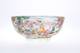 A CHINESE EXPORT FAMILLE ROSE PORCELAIN PUNCH BOWL, QIANLONG PERIOD