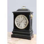 A MID 19TH CENTURY EBONISED TWIN FUSEE TABLE CLOCK