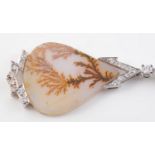 A DENDRITIC AGATE AND DIAMOND PENDANT