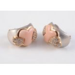 A PAIR OF CONTEMPORARY 18CT GOLD, CORAL AND DIAMOND EARRINGS BY ANDREOLI