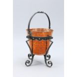 AN ARTS AND CRAFTS COPPER AND WROUGHT IRON COAL BUCKET, CIRCA 1900