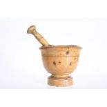 A 19th CENTURY SYCAMORE MORTAR AND PESTLE