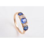 A MID VICTORIAN SAPPHIRE AND DIAMOND RING