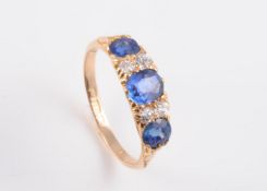 A MID VICTORIAN SAPPHIRE AND DIAMOND RING