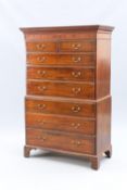 A GEORGE III MAHOGANY CHEST ON CHEST, EARLY 19TH CENTURY