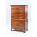 A GEORGE III MAHOGANY CHEST ON CHEST, EARLY 19TH CENTURY