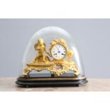 A 19TH CENTURY FRENCH GILT-METAL MANTEL CLOCK