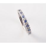 AN 18CT WHITE GOLD, SAPPHIRE AND DIAMOND RING