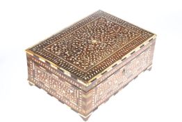 AN EBONY AND IVORY INLAID DRESSING BOX, 19TH CENTURY, POSSIBLY ANGLO-INDIAN