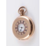 AN EARLY 20TH CENTURY GOLD PLATED HALF HUNTER POCKET WATCH