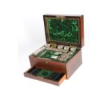 AN IRISH BRASS-MOUNTED ROSEWOOD DRESSING CASE, MID 19TH CENTURY