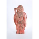 A CHINESE PAINTED WOODEN FIGURAL PLAQUE, LATE 19th