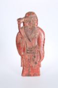 A CHINESE PAINTED WOODEN FIGURAL PLAQUE, LATE 19th