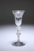 A FINE JACOBITE WINE GLASS, c. 1750