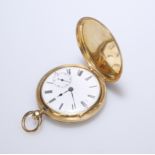 AN 18CT GOLD HUNTER DRESS POCKET WATCH