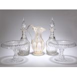 A PAIR OF 19TH CENTURY FROSTED AND POLISHED GLASS COMPORTS