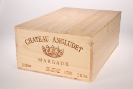 12 BOTTLES CHATEAU D'ANGLUDET CRU BOURGEOIS SUPERIEUR MARGAUX 2008 (