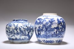 A CHINESE BLUE AND WHITE JAR AND A CHINESE BLUE AND WHITE VASE