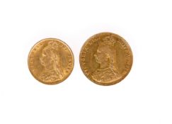 A VICTORIAN FULL SOVEREIGN AND HALF SOVEREIGN