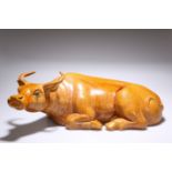 A LARGE CHINESE POTTERY MODEL OF A RECUMBENT WATER BUFFALO