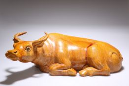 A LARGE CHINESE POTTERY MODEL OF A RECUMBENT WATER BUFFALO