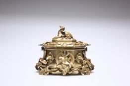 A FINE CONTINENTAL BRONZE CASKET