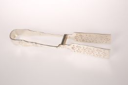 A PAIR OF VICTORIAN SILVER-PLATED ASPARAGUS-TONGS, 19TH CENTURY