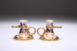 A PAIR OF SPODE CHAMBERSTICKS