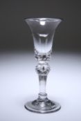 A BALUSTER WINE GLASS, c. 1740