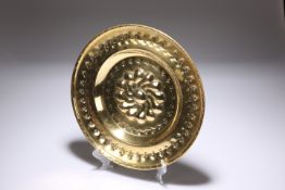 A BRASS ALMS DISH