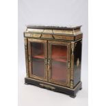 A 19TH CENTURY GILT-METAL MOUNTED, EBONISED AND BOULLE MARQUETRY CABINET