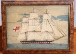 A VICTORIAN SAILOR'S WOOLWORK PICTURE