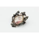 A 19TH CENTURY MARCASITE SET PORTRAIT MINIATURE