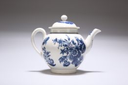 A CAUGHLEY PORCELAIN TEAPOT AND COVER, c. 1780