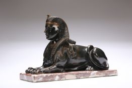 A FRENCH 19TH CENTURY BRONZE OF A SPHINX